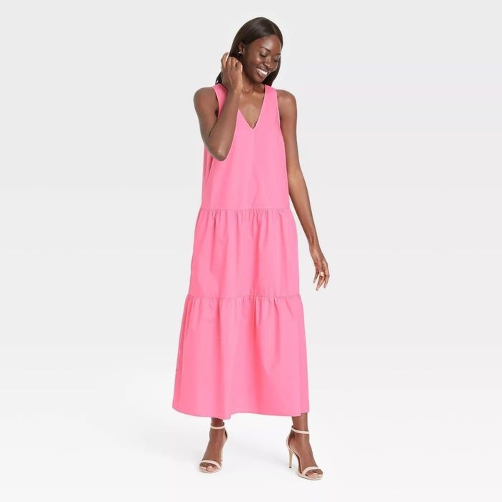 Target WhoWhatWear Bubblegum Pink Tiered Long Dress - Small NWT